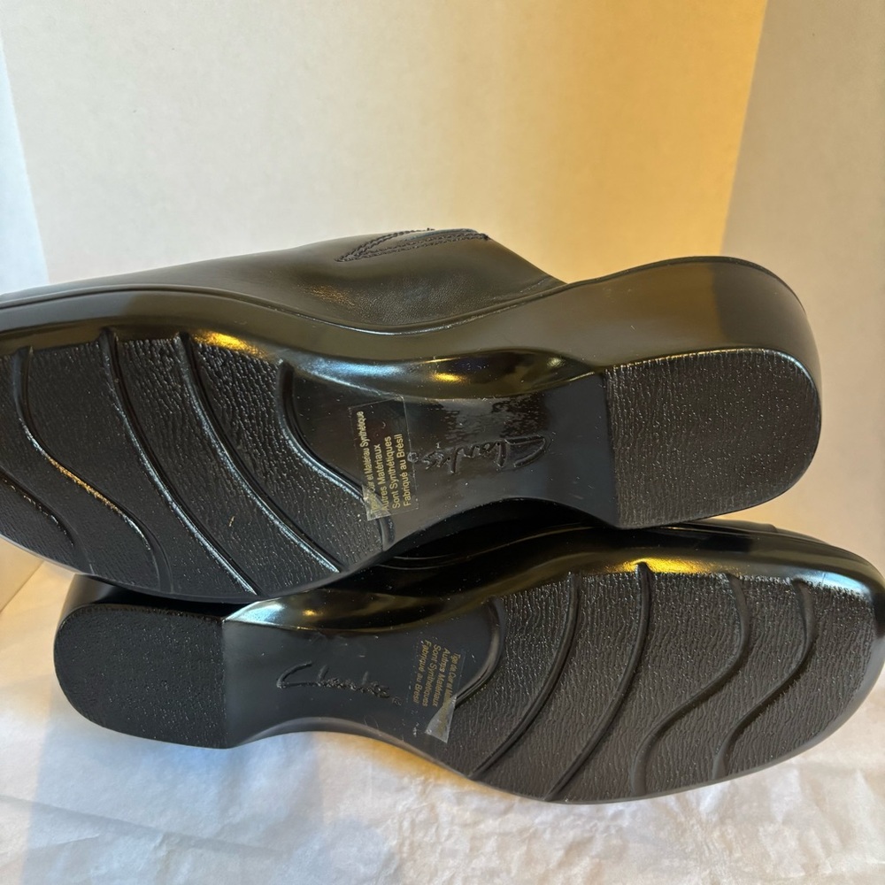 Clarks Bendables slides Shoes Women’s Size 8.5 M Mule Clog Black Leather - Picture 6 of 7